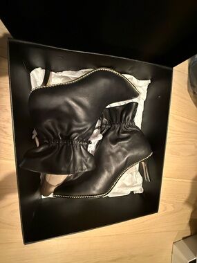 Coach Black Ruffle Ankle Boots New